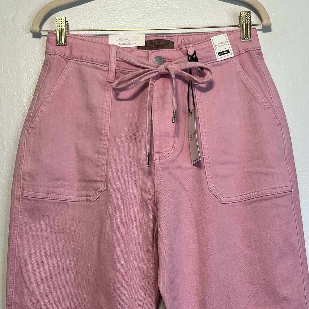 Judy Blue High Rise Garment Dyed Pink Denim Jogger Sz 5/27 Stretch - Picture 4 of 16